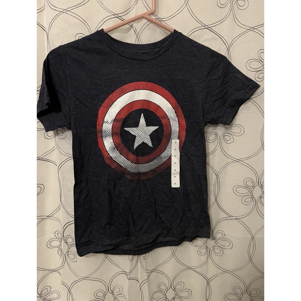 New boys short sleeve blue Marvel Captain America T-shirt size Small